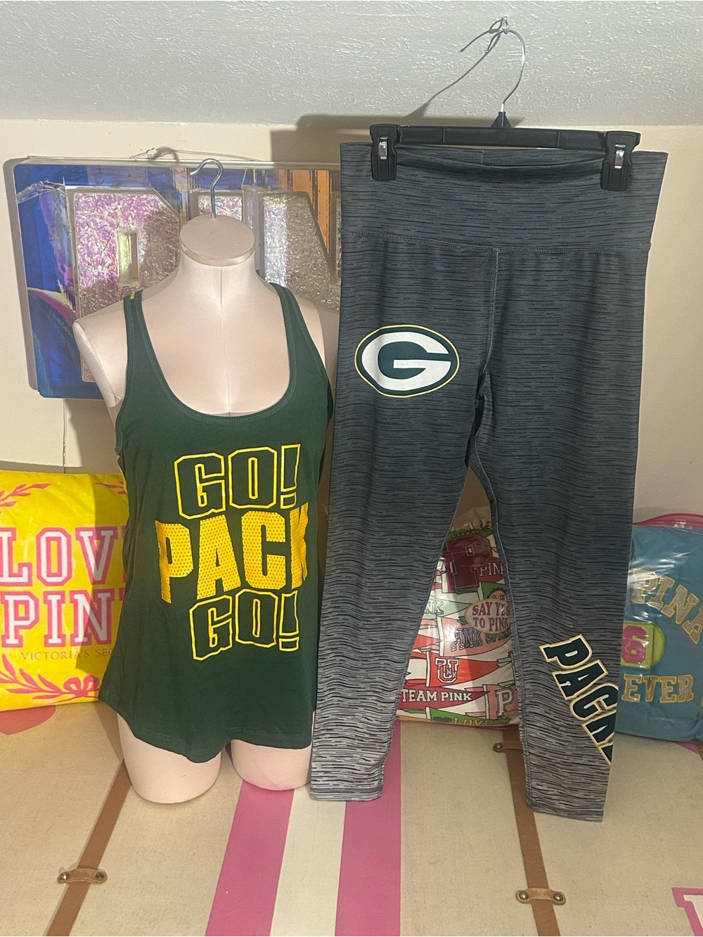 Green & Gray Go Pack Go Tank and Leggings Set